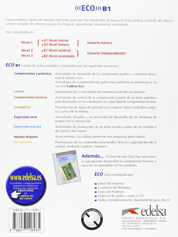 Бумажная книга «ECO B1. Libro del. Alumno», автор Альфредо Гонсалес Эрмосо - фото №1