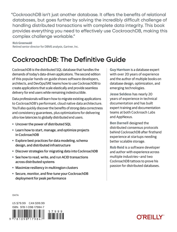 Паперова книга «CockroachDB: The Definitive Guide», авторів Бен Дарнелл, Гай Гаррісон, Джессі Селдесс, Роб Рід - фото №1