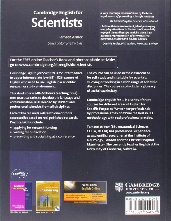Паперова книга «Cambridge English for Scientists Student's Book (+CD)» - фото №1