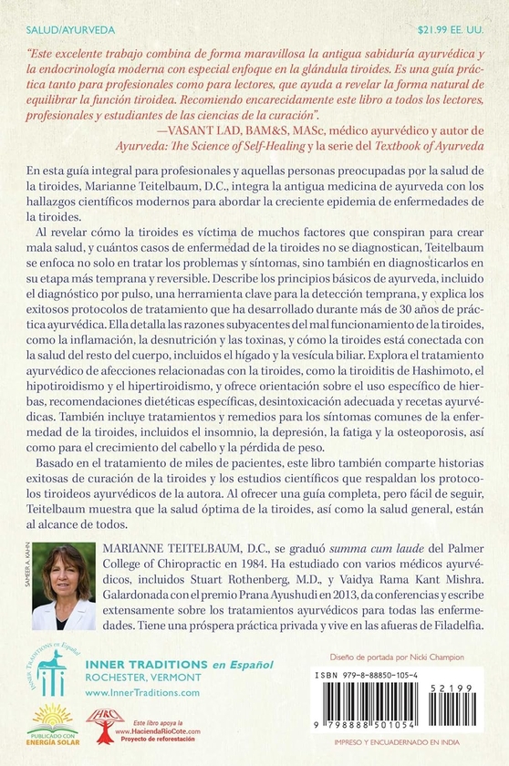 Бумажная книга «Cura la tiroides con ayurveda: Tratamientos naturales para hipotiroidismo, hipertiroidismo y la enfermedad de Hashimoto», автор Марианна Тейтельбаум - фото №1