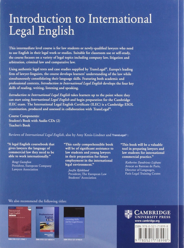 Паперова книга «Introduction to International Legal English Student's Book with Audio (+CD)», автор Эми Кройс-Линднер - фото №1