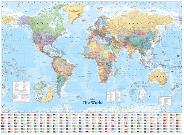 Бумажная книга «Collins World Wall Laminated Map» - фото №1