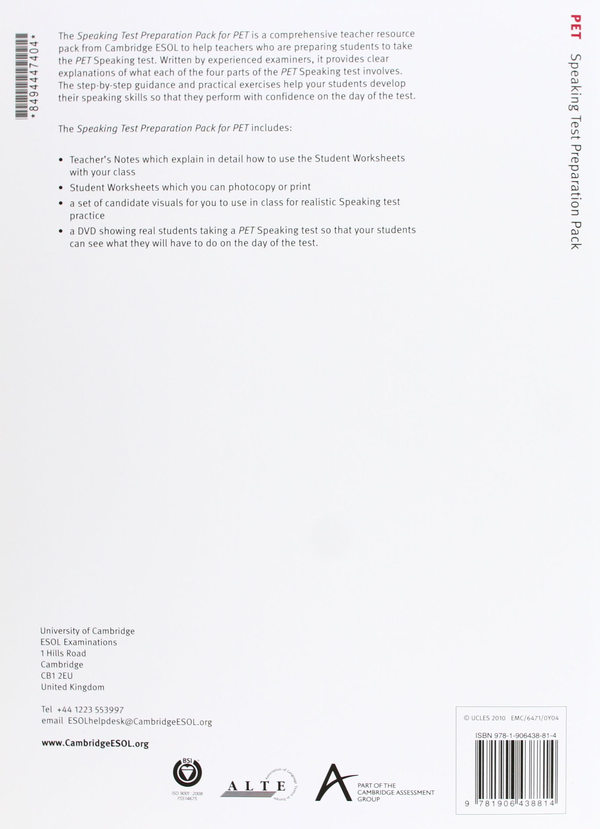 Паперова книга «Speaking Test Preparation Pack for PET Paperback (+DVD)» - фото №1