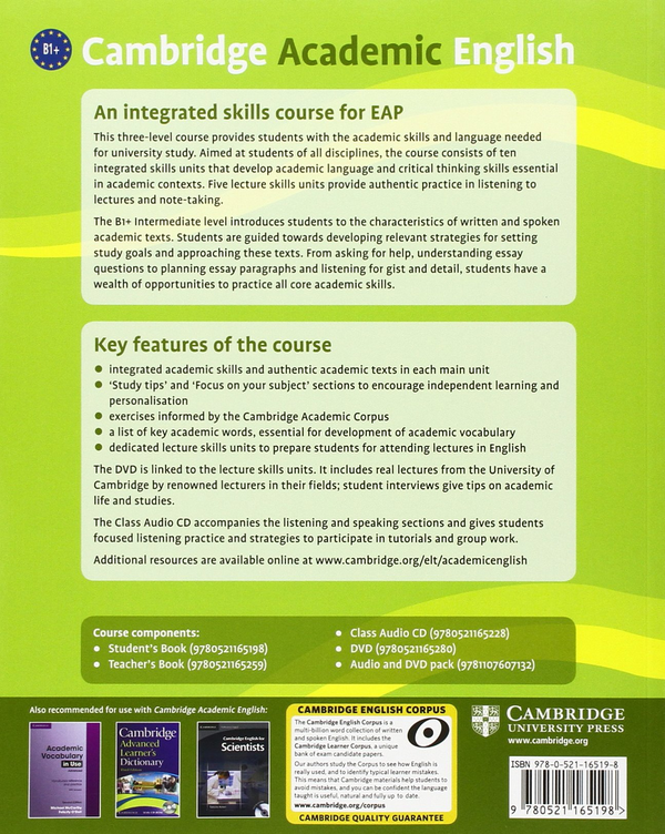 Паперова книга «Cambridge Academic English B1+ Intermediate Student's Book», автор Крейг Тен - фото №1