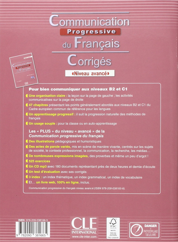 [object Object] «Communication progressive du français Niveau avancé. Corrigés avec 525 exercices », автор Клер Мікель - фото №2 - мініатюра