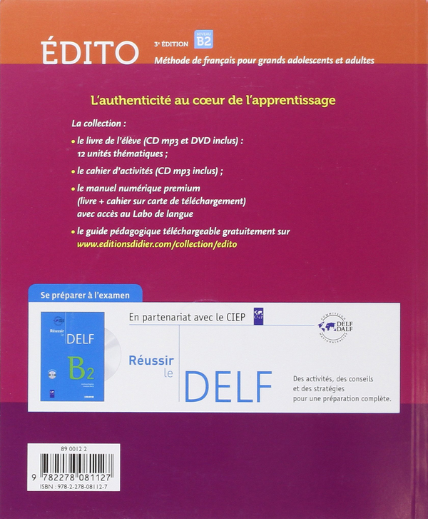 Бумажная книга «Edito Niveau B2 2015 - Cahier + CD» - фото №1