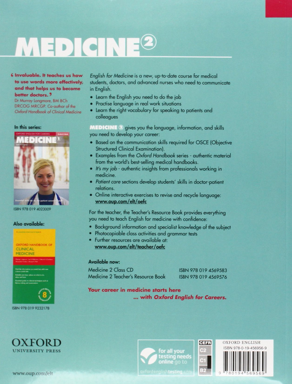 Паперова книга «Oxford English for Careers: Medicine 2: Student's Book», автор San McCarter - фото №1