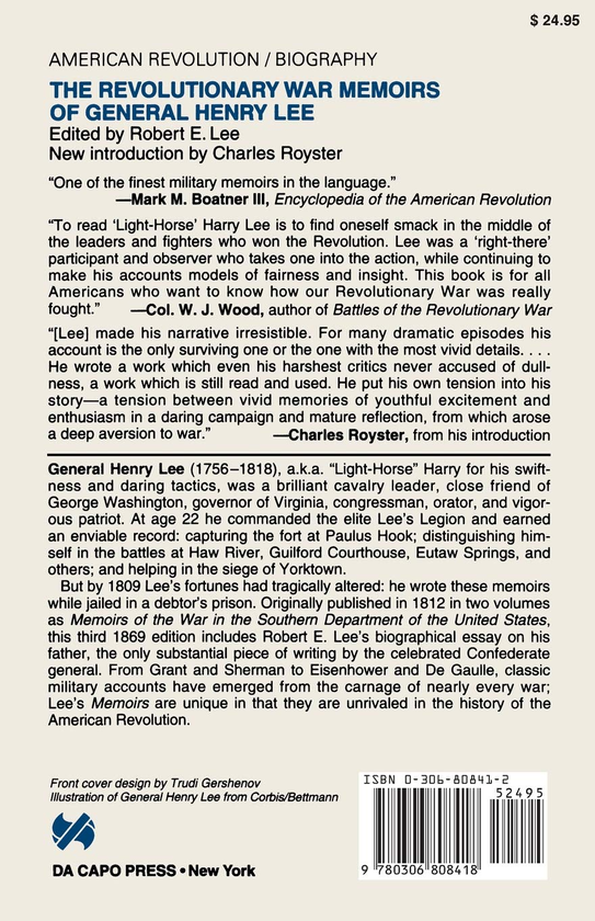 Паперова книга «The Revolutionary War Memoirs Of General Henry Lee», автор Роберт Лі - фото №1