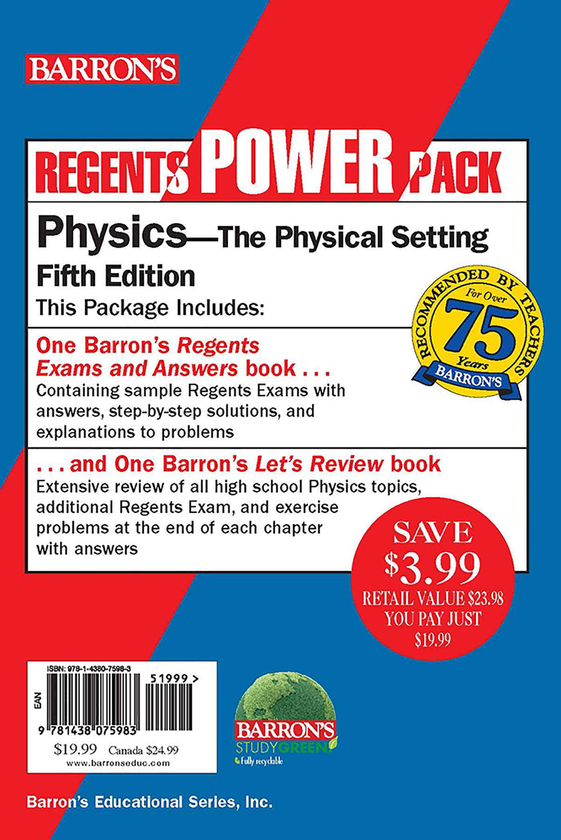 Бумажная книга «Regents Physics Power Pack : Let's Review Physics + Regents Exams and Answers: Physics», автор Мириам А. Лазарь - фото №1