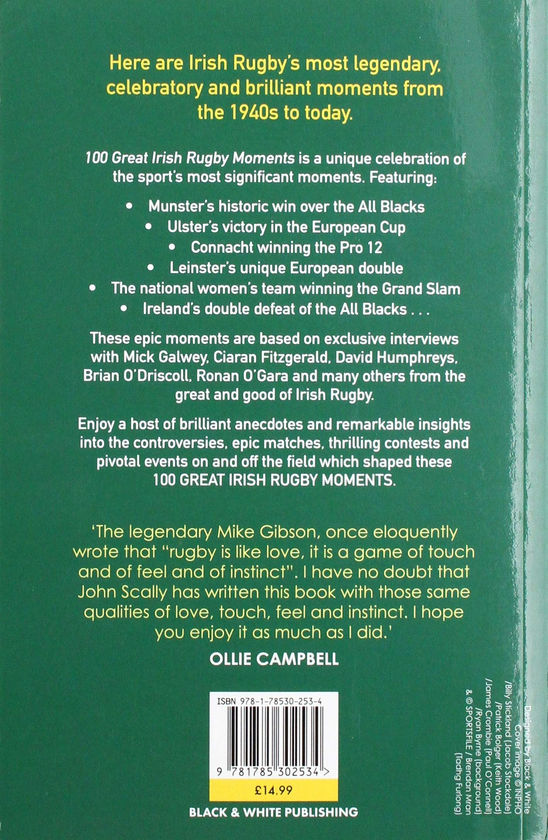 Бумажная книга «101 Great Irish Rugby Moments», автор Джон Скалли - фото №1