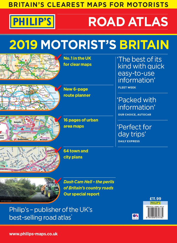 Бумажная книга «Philip's 2019 Motorist's Road Atlas Britain and Ireland A3: Large-format paperback» - фото №1