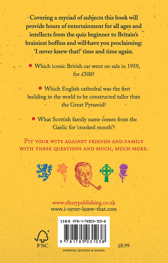 Паперова книга «I Never Knew That About Britain: The Quiz Book: Over 1000 questions and answers about our glorious isles», автор Крістофер Вінн - фото №1