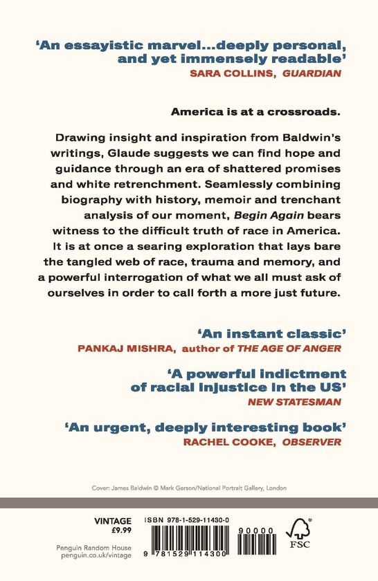 Паперова книга «Begin Again. James Baldwin's America and Its Urgent Lessons for Today», автор Едді С. Глод мол. - фото №1