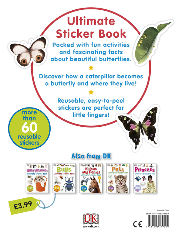 Бумажная книга «Butterflies Ultimate Sticker Book » - фото №1