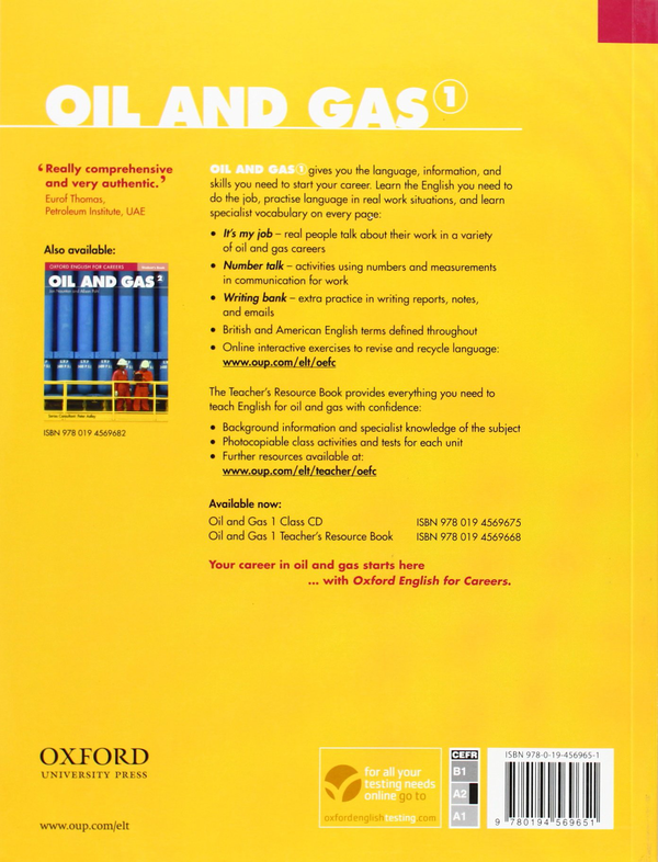 Паперова книга «Oxford English For Careers: Oil And Gas 1 Student Book», авторів Льюіс Ленсфорд, D'Arcy Vallance - фото №1