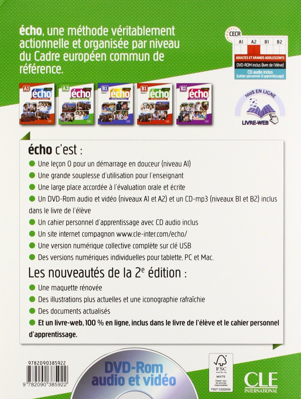 Бумажная книга «Echo. Niveau A2 ( +DVD Rom)», автор Джеки Жирарде - фото №1
