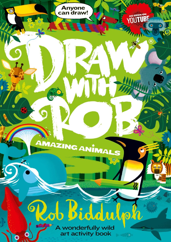 Паперова книга «Draw With Rob. Amazing Animals», автор Роб Біддулф - фото №1