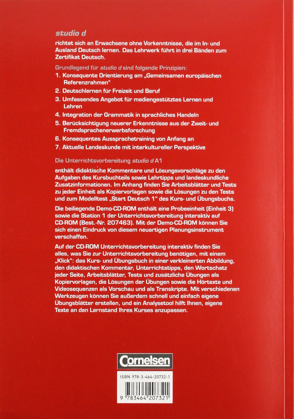 Бумажная книга «studio d - Grundstufe: A1: Gesamtband - Unterrichtsvorbereitung (Print) mit Demo-CD-ROM: Vorschläge für Unterrichtsabläufe, Tests und Kopiervorlagen», автор Герман Функ - фото №1