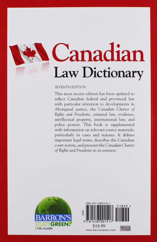 Бумажная книга « Canadian Law Dictionary», автор Кэтрин Коттер - фото №1