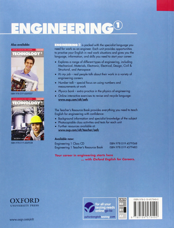 Паперова книга «Oxford English for Careers: Engineering 1: Student's Book», авторів Peter Astley, Льюіс Ленсфорд - фото №1