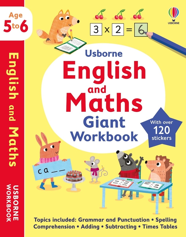 [object Object] «Usborne English and Maths Giant Workbook 5-6», авторов Холли Бэти, Джессика Гринвелл, Джейн Бингхэм, Ханна Уотсон - фото №1