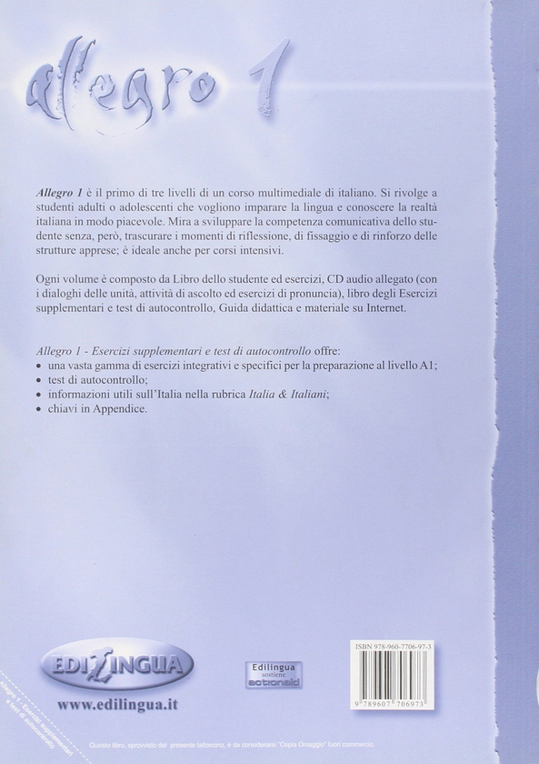 Бумажная книга «Allegro: Esercizi Supplementari E Test DI Autocontrollo», автор Анна Манделли - фото №1