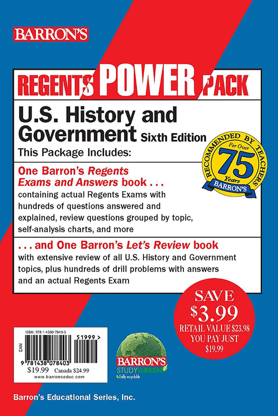 Паперова книга «Regents U.S. History and Government Power Pack : Let's Review U.S. History and Government + Regents Exams and Answers: U.S. History and Government», автор Джон Макіиан - фото №1