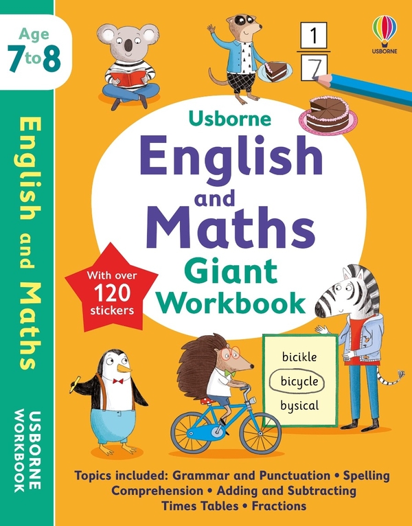 [object Object] «Usborne English and Maths Giant Workbook 7-8», авторов Холли Бэти, Джейн Бингхэм, Кэролайн Янг, Ханна Уотсон - фото №1