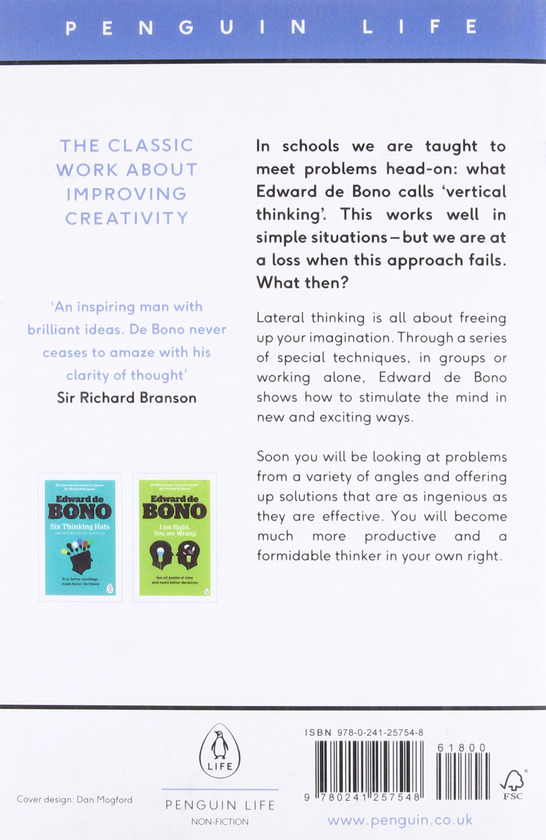 Паперова книга «Lateral Thinking. A Textbook Of Creativity», автор Едвард де Боно - фото №1