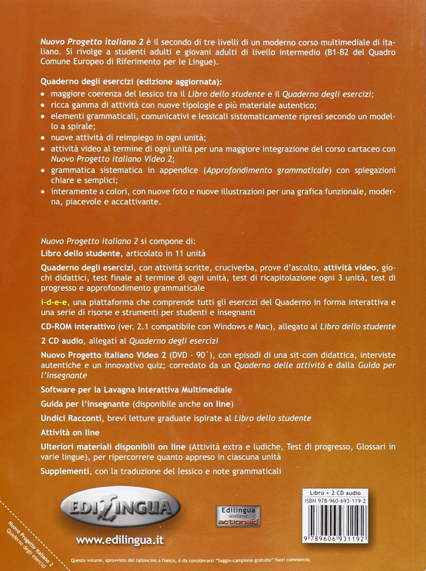 Бумажная книга «Progetto Italiano Nuovo 2 (B1-B2) Quaderno degli esercizi + CD Audio», автор Л. Руджери - фото №1