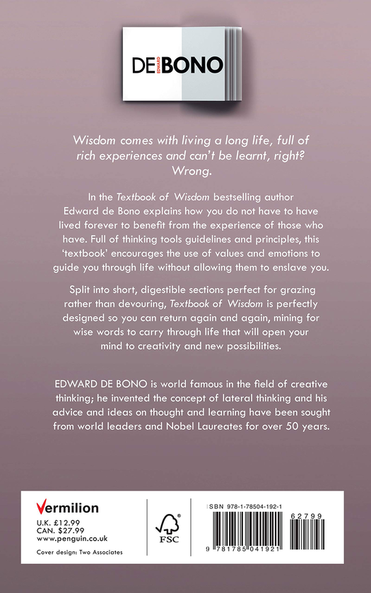 Бумажная книга «Textbook of Wisdom: Shortcuts to Becoming Wiser Than Your Years», автор Эдвард де Боно - фото №1