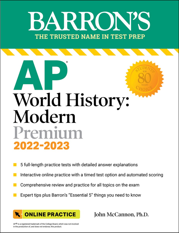 [object Object] «AP World History Premium, 2022-2023. Comprehensive Review with 5 Practice Tests + an Online Timed Test Option», автор Джон Макканнон - фото №1