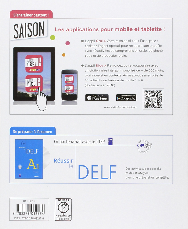 Паперова книга «Saison 1 (A1+). Cahier d'activites (+CD-ROM)», авторів Дороті Ескоф'є, Марион Алькараз, Камілла Гомі - фото №1