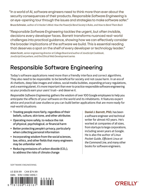 Паперова книга «Responsible Software Engineering: With Real-World Case Studies from Google», автор Деніел Дж. Барретт - фото №1