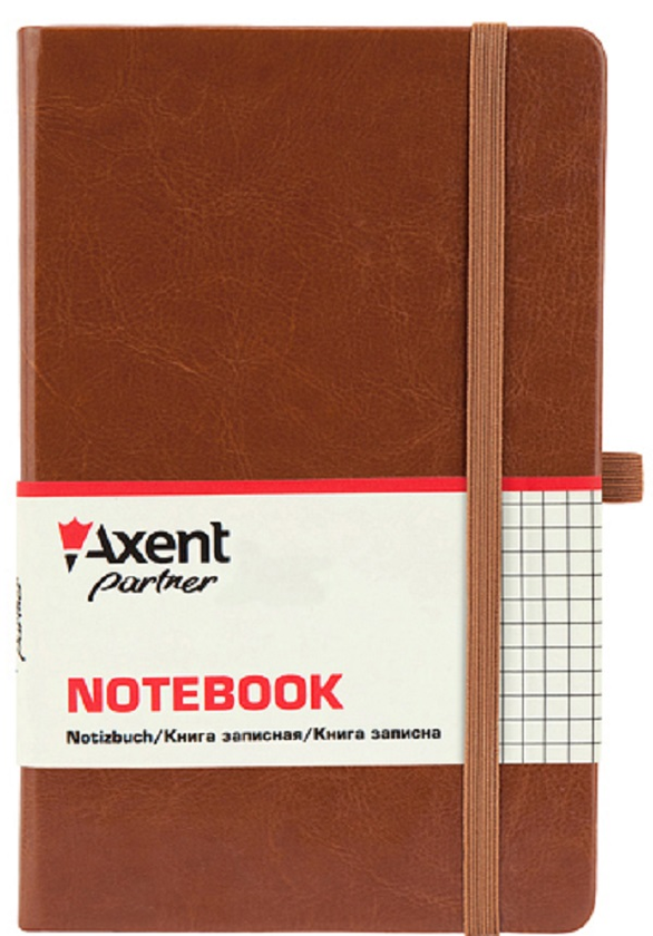 «Нотатник Axent Partner Lux 125x195 мм 96 аркушів в клітинку коричневий (8202-19-A)», brand Axent / Axent /  - фото №1