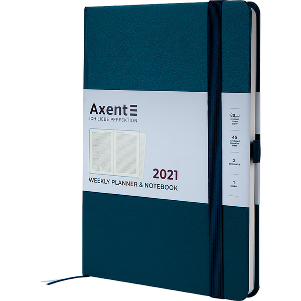  «Еженедельник Axent Prime Strong 2021 A5 Малахитовый (8507-21-31-a)», бренда Axent - фото №1