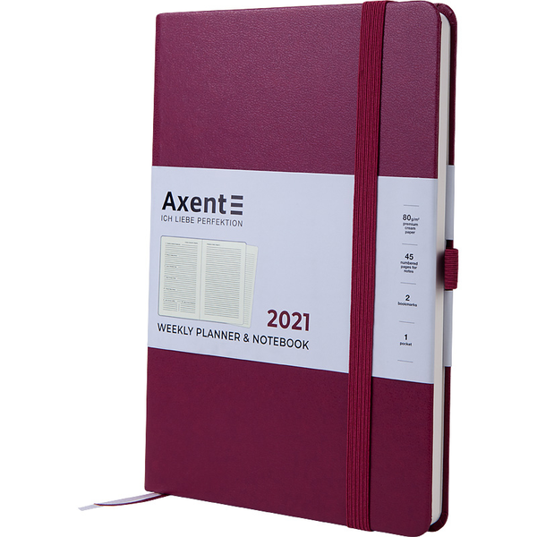  «Еженедельник Axent Prime Strong 2021 A5 Винный (8507-21-46-a)», бренда Axent - фото №1