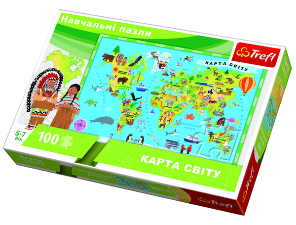  «Пазл Trefl Карта мира 100 элементов (TFL-15531)», бренда Trefl - фото №1
