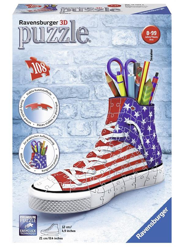  «3D Пазл Ravensburger Girly Girl Подставка-кед для карандашей Американский стиль 108 элементов (RSV-125494)», бренда Ravensburger - фото №1