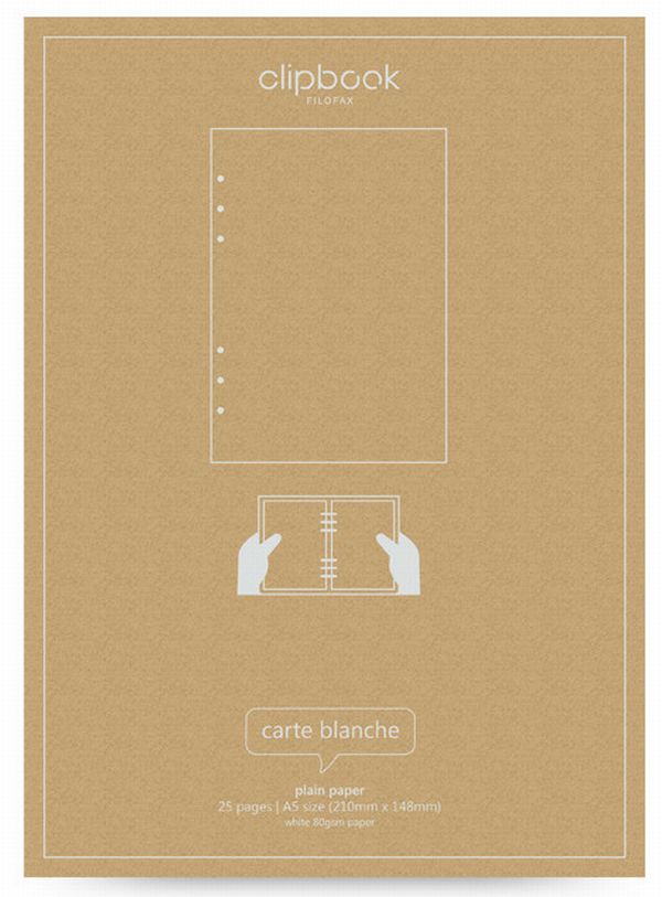  «Комплект бланків для органайзера Filofax Clipbook без лініювання A5 white (345004-1)», бренду Filofax - фото №1