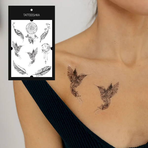 «Тимчасове тату Tattooshka Пера з мандалами (LB-123)», бренда Tattooshka - фото №1
