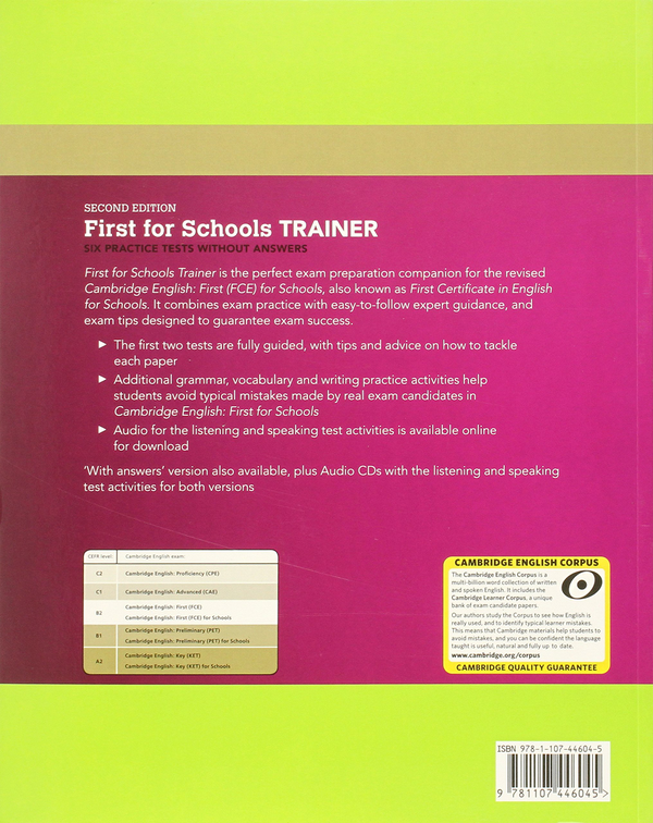 [object Object] «First for Schools Trainer Six Practice Tests without Answers with Audio», авторів Сью Елліотт, Фелісіті О'Делл, Гелен Тілойні - фото №2 - мініатюра