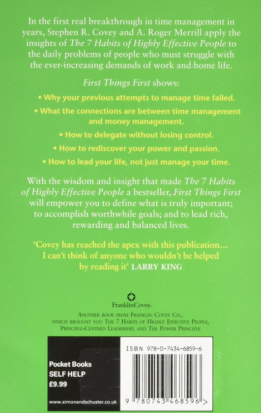 Паперова книга «First Things First», автор Стівен Кові - фото №1