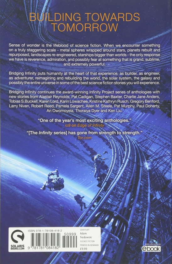Бумажная книга «Bridging Infinity», авторов Аластер Рейнольдс, Пет Кедиген, Стивен Бекстер, Чарли Джейн Андерс, Тобиас С. Бакелл, Карин Лоуачи, Кристин Кетрин Раш, Грегори Бенфорд - фото №1