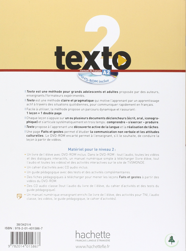 Бумажная книга «Texto: Niveau 2: Livre de l'eleve (+ DVD-ROM + manuel numerique eleve)», авторов Jean-Thierry Le Bougnec, Marie-José Lopes - фото №1