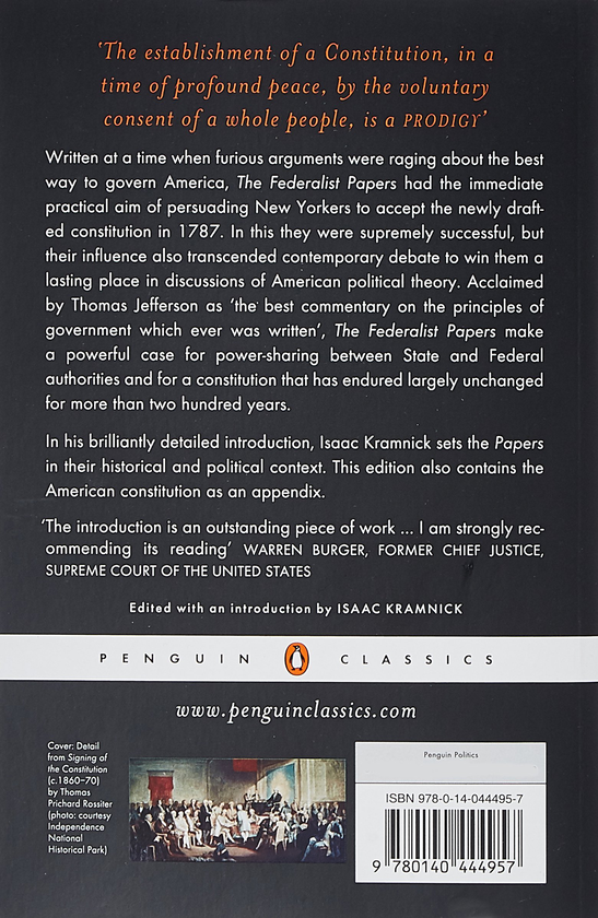Паперова книга «The Federalist Papers», авторів Александр Гамільтон, Джон Джей, Джеймс Медісон - фото №1