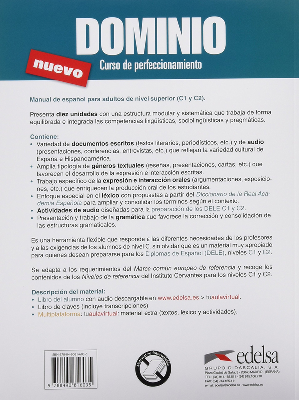 Паперова книга «Dominio Nuevo Libro del alumno C1-C2» - фото №1