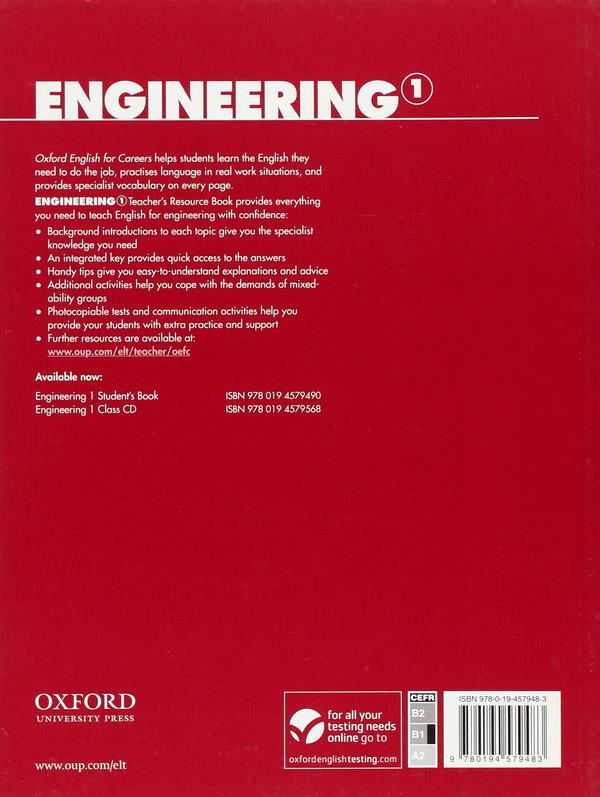 Бумажная книга «Oxford English for Careers. Engineering 1. Teacher's Resource Book» - фото №1