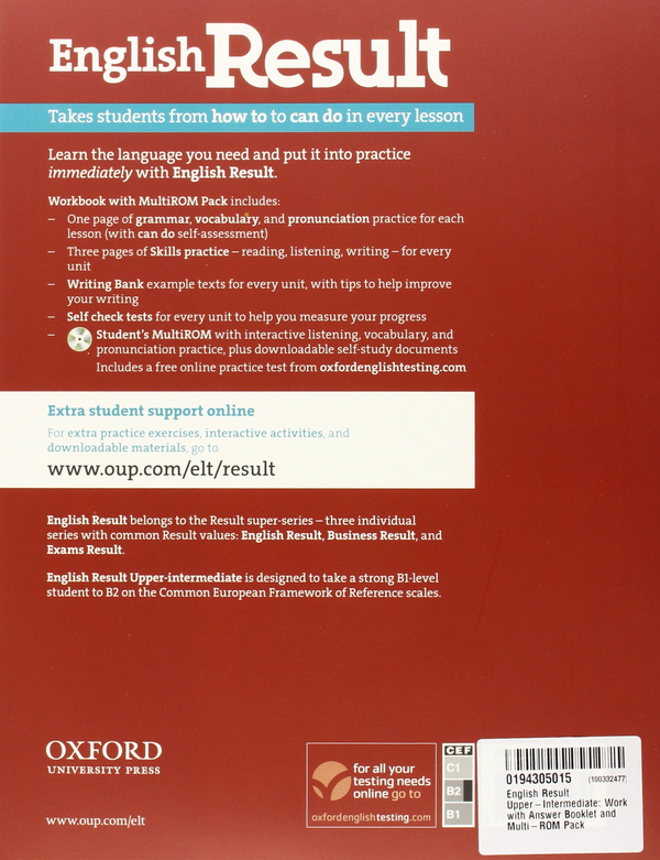 Паперова книга «English Result Upper-Intermediate: Workbook with Answer Booklet and MultiROM Pack », автор Джо МакКенна - фото №1