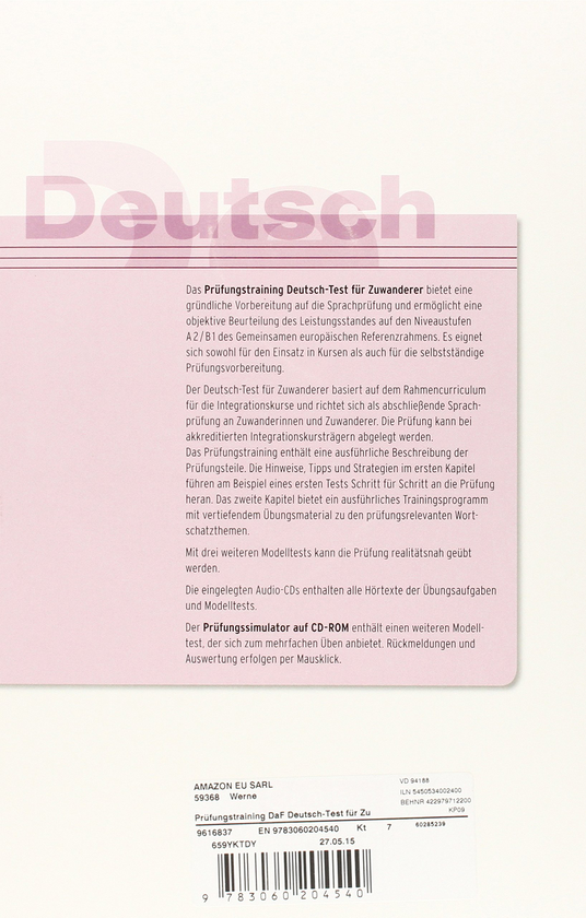 Паперова книга «Prufungstraining Daf: Deutsch-Test Fur Zuwanderer. Ubungsbuch (+CD)», автор Ганс-Юрген Герінгер - фото №1